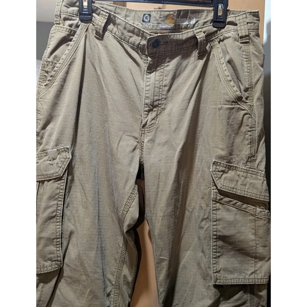 Carhartt Force Relaxed Fit Ripstop Cargo Work Pants Men 38 x 32 Tan Heavy Cotton